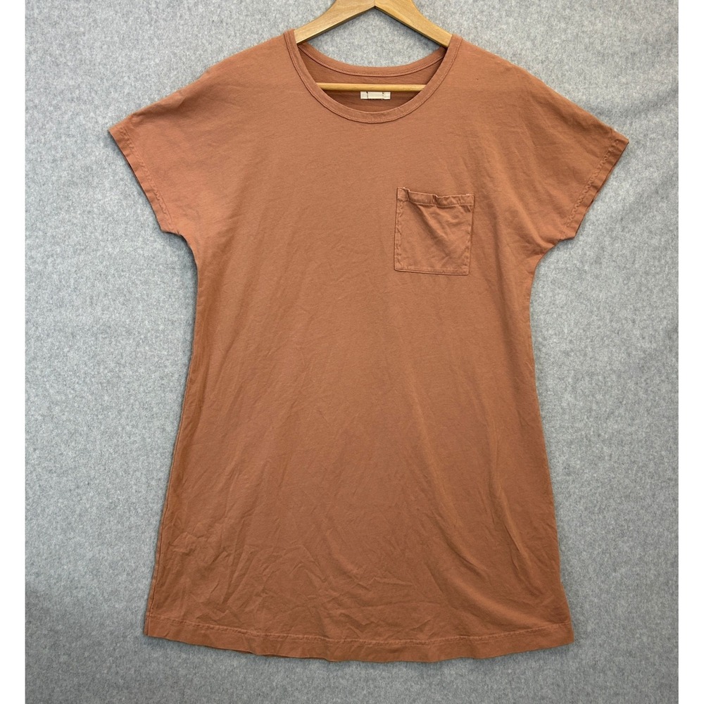 UpWest T-Shirt Mini Dress Terracotta Short Sleeve Pocket Minimalist Size Medium